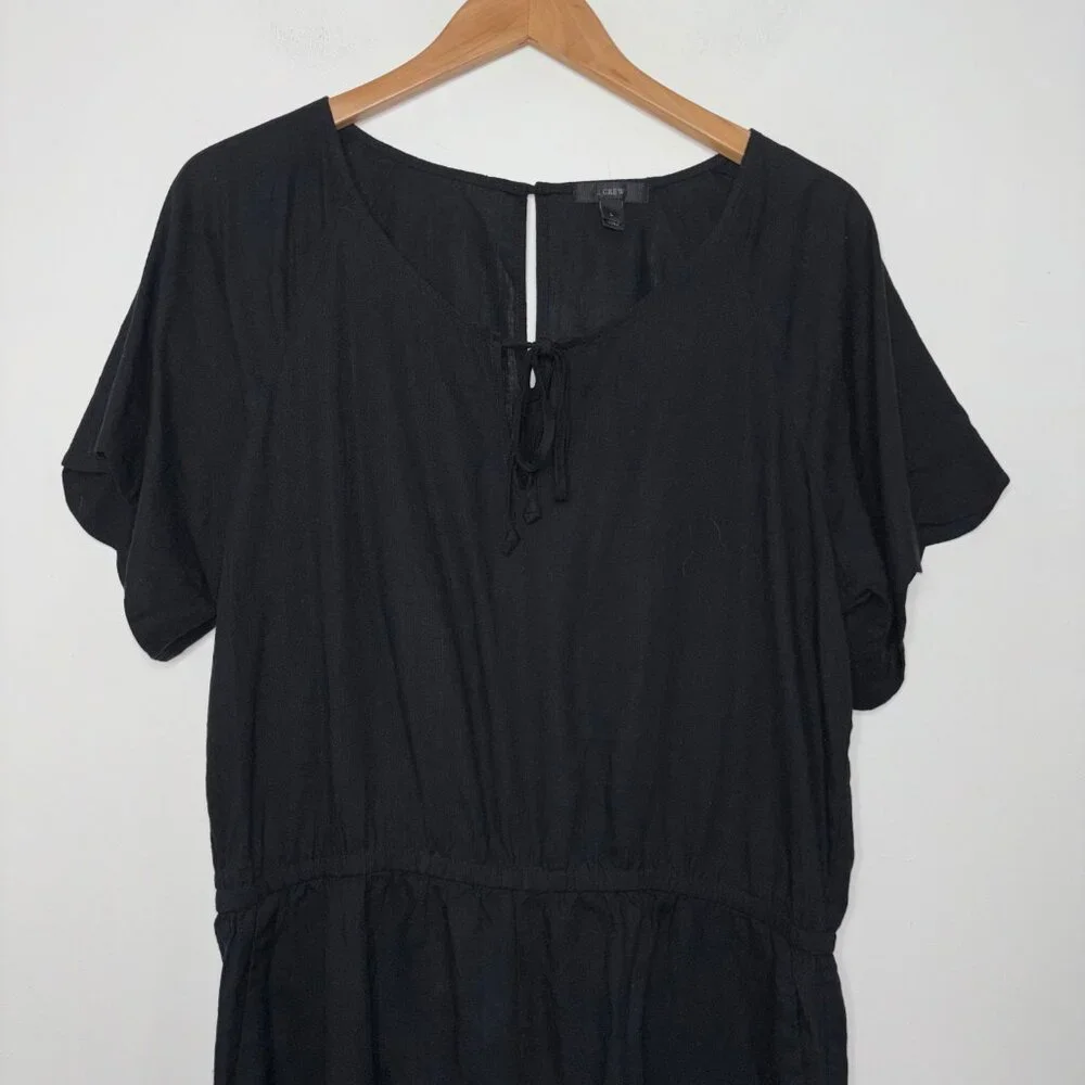 J. Crew Scalloped Romper Tencel®-Linen Black G5371 Size L